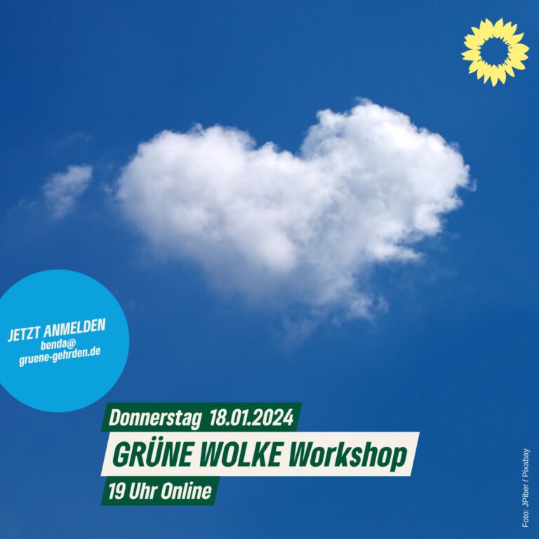 EINLADUNG – Workshop: Grüne Wolke DONNERSTAG 18.01.2024 19 Uhr